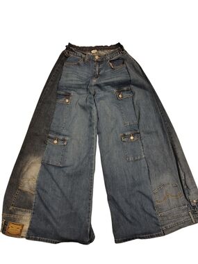 Unique Handmade Upcycled Jeans Super Wide Leg